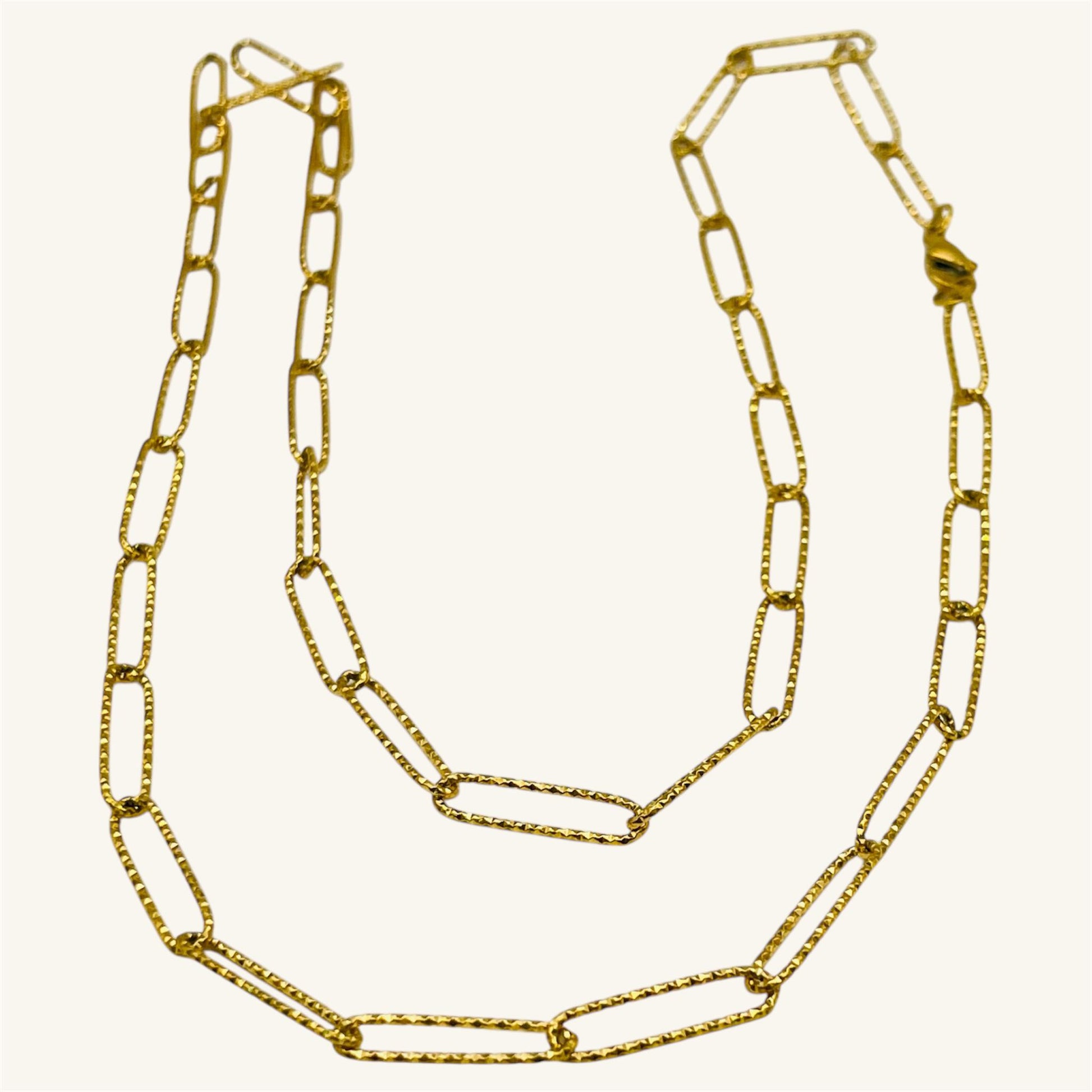 Carved Horn Pendant Necklace – Gold Paperclip Chain