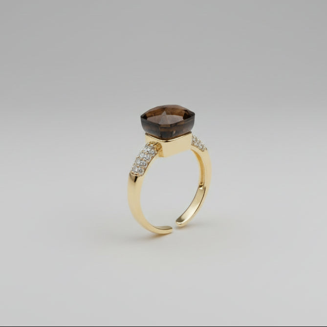 Elegance Gemstone Ring – Gold-Plated Adjustable Ring (Multiple Colors)