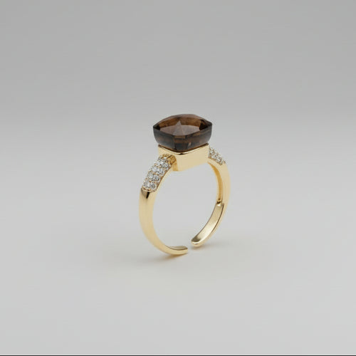 Elegance Gemstone Ring – Gold-Plated Adjustable Ring (Multiple Colors)