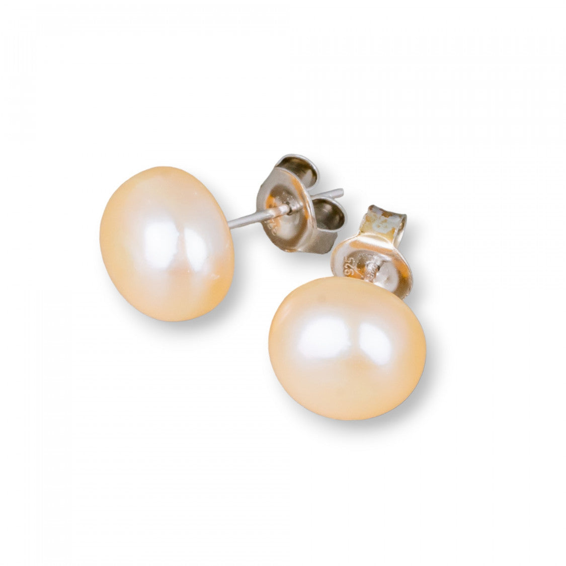 Blush Pink Freshwater Pearl Stud Earrings – 925 Silver (9.5–10.0 mm)