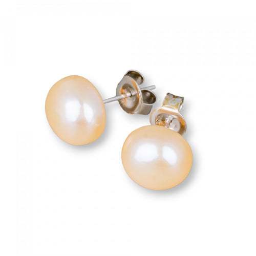 Blush Pink Freshwater Pearl Stud Earrings – 925 Silver (9.5–10.0 mm)