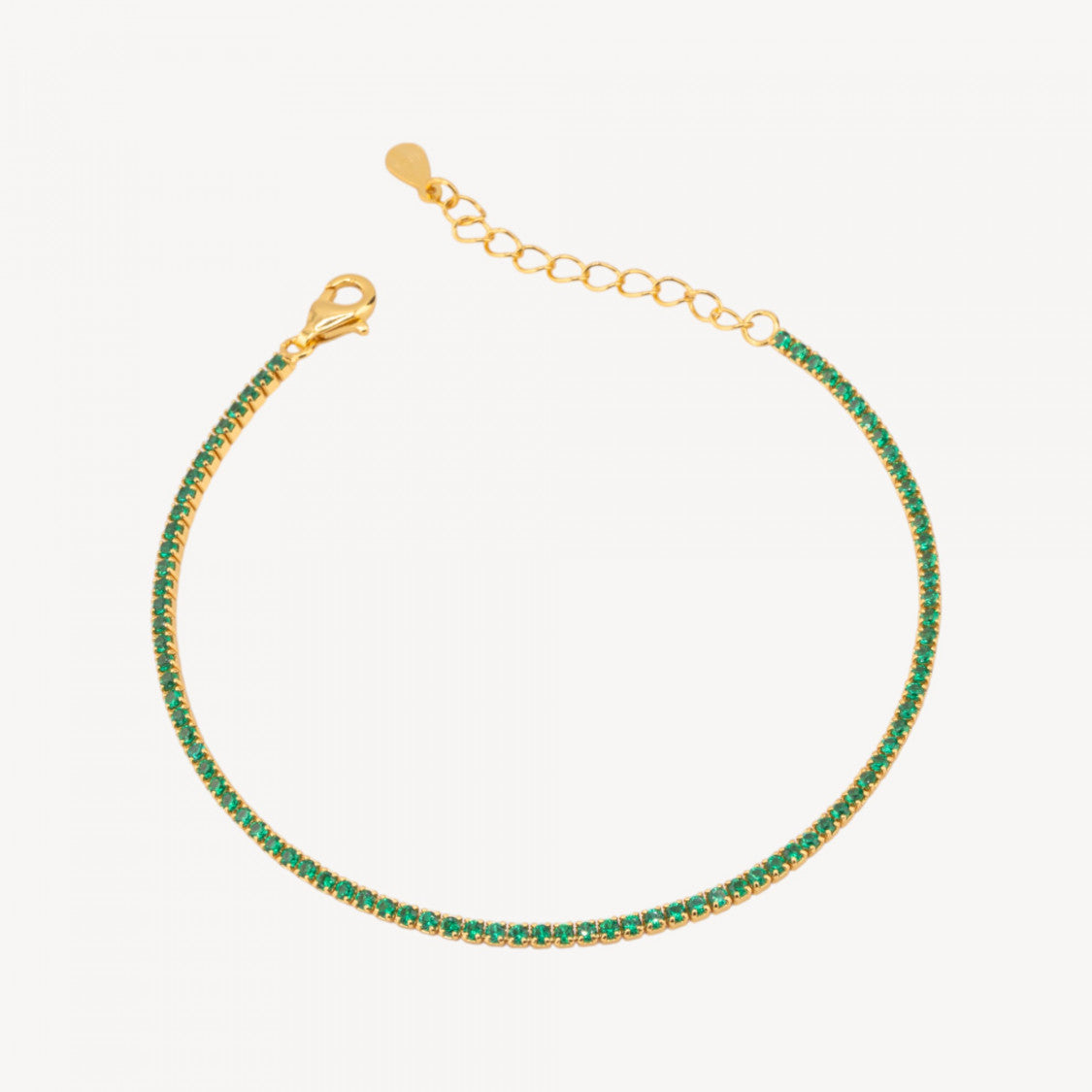 Emerald Green Zircon Tennis Bracelet – 925 Silver with Gold Finish